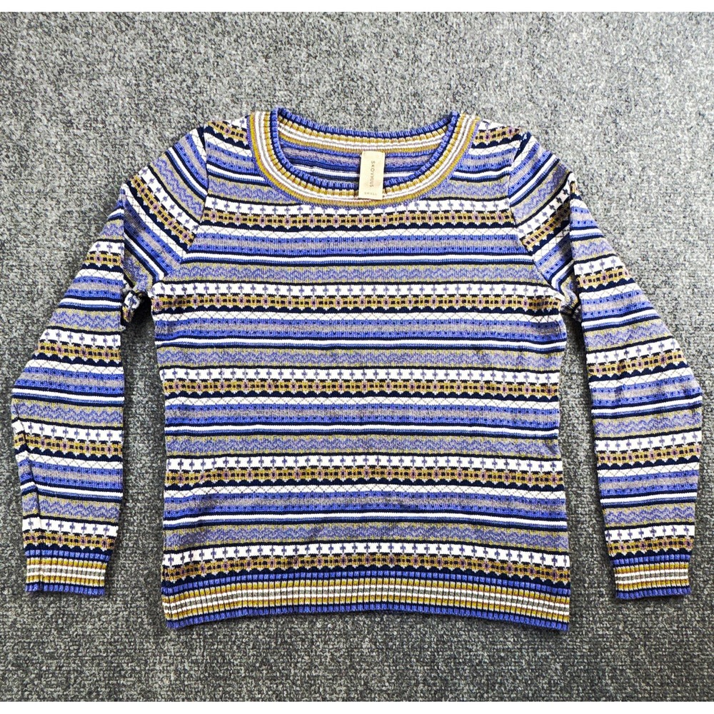 Skovhuus Denmark Vintage Nordic Fair Isle Knit Sweater Indigo Blue Small